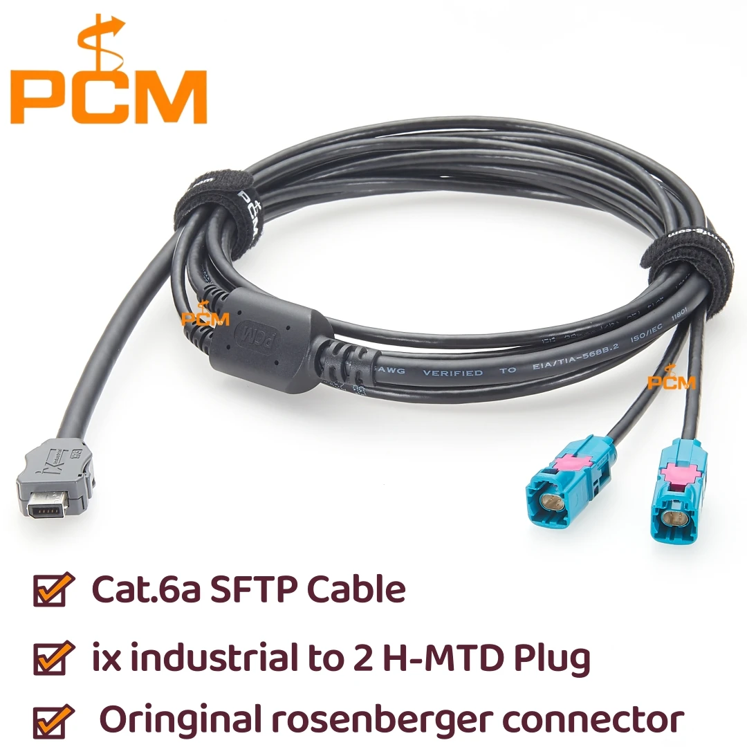 ix industrial to 2 H-MTD male Plug Connector Y Splitter AEcable 2Y Vector Automotive Ethernet Network Rosenberger HMTD Cable
