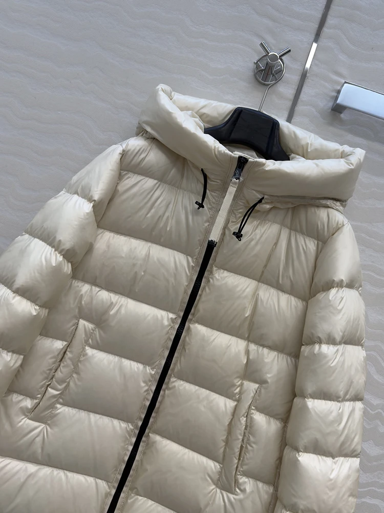 خريف شتاء نمط جديد مقنعين هود سستة البندول نمط طويل أسفل سترة امرأة بيضاء موضة الدفء أسفل سترة