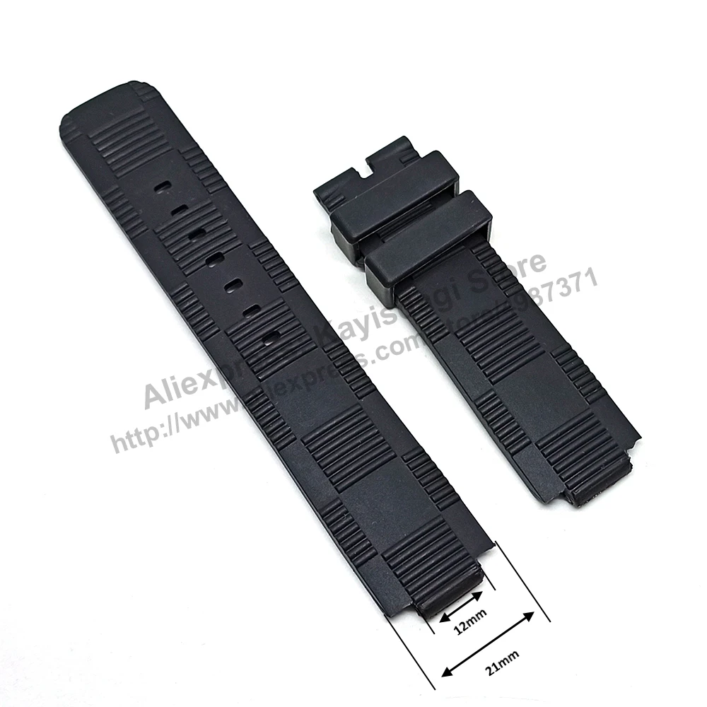 12mmx21mm Black HQ Rubber Watch Band Strap Compatible For LV Tambour Series