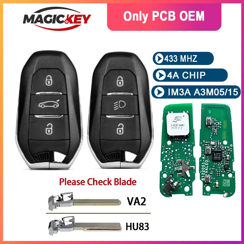 

MAGICKEY 4A Chip IM3A 433MHz Original PCB Proximity Car Remote Key For Citroen C3 C4 Peugeot 307 308 3008 508 5008 DS Vauxh
