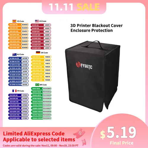 FYSETC-Protector de cubierta antipolvo de nailon para impresora, mantel impermeable para silla, 34x34x53cm, cubierta opaca para impresora 3D