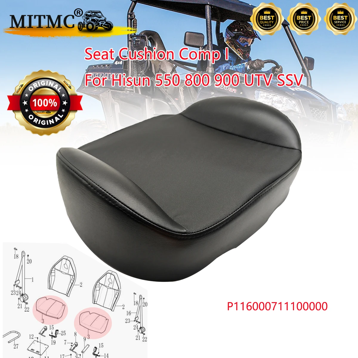

Подушка сиденья CompI для Hisun 550 800 900 UTV SSV QUAD GO KART P116000711100000