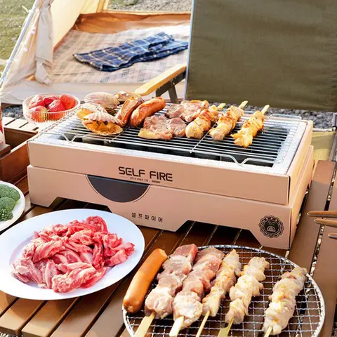 모비가든 캠핑용 일회용 그릴 셀프파이어 더블형 바베큐 그릴 숯불 BBQ 캠핑그릴