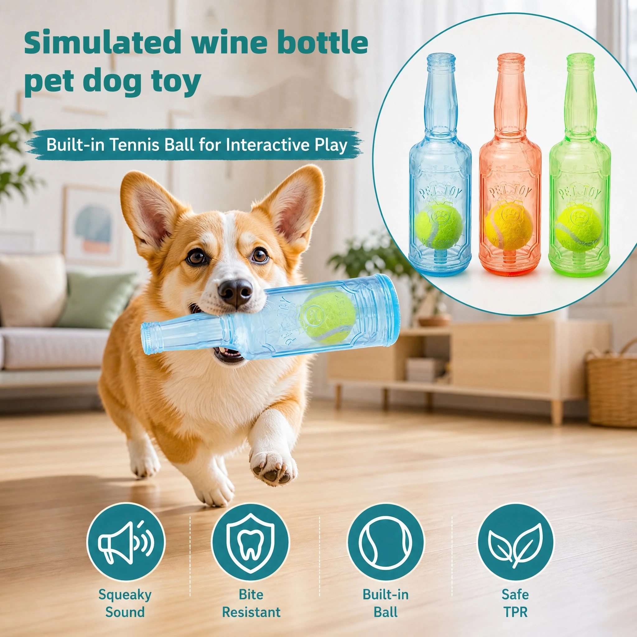 Simulated Beer Bottle Pet Toy Safe Material Wear-Resistant and Bite-Resistant Tooth Grinding and Teeth Cleaning Dog Relief Toy