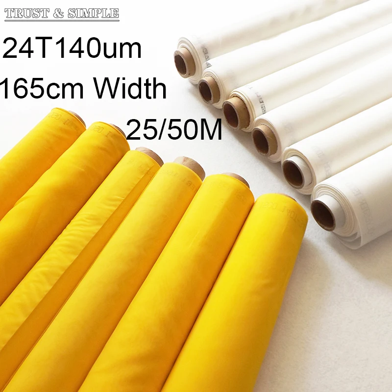 

24T /100um/120um/140um 165cm Width 25/50Meters Monofilament Polyester Bolting Cloth White for Silk Screen Printing Process