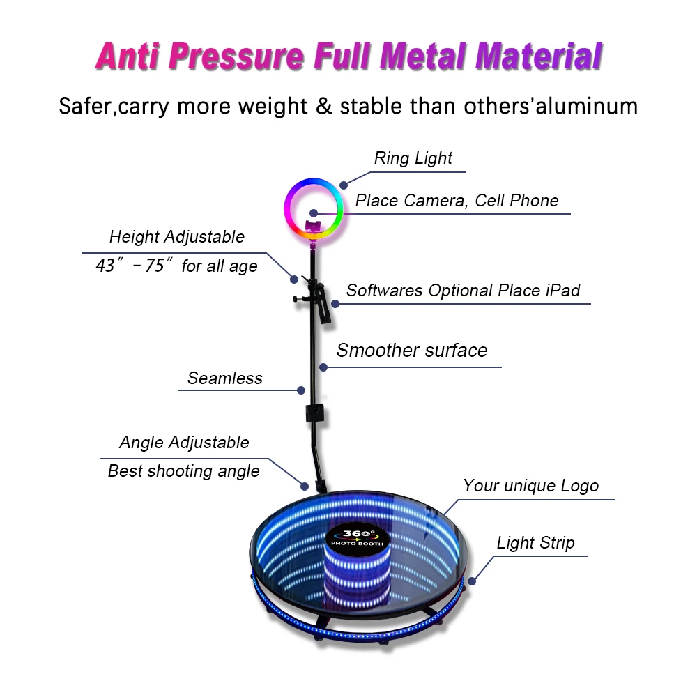 360 Photo Booth professional lighting Photobooth Machine Foto Cabina De Fotos Plataforma 360 Camara Booth Ipad Video booth