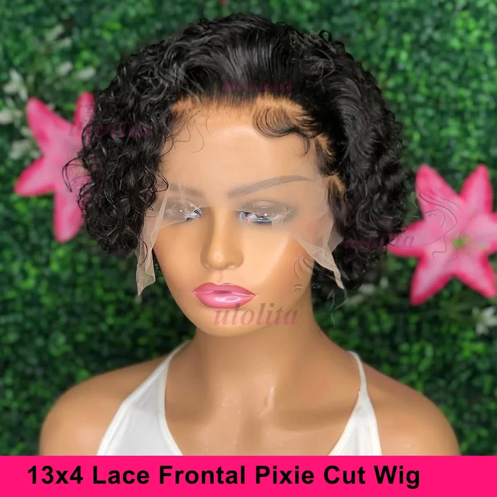 Pixie Curly Wig 100% Human Hair 13x4 Кружевной фронтальный короткий