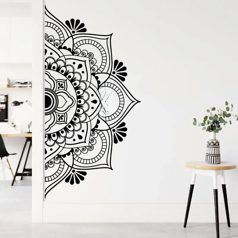 Mandala Dress Up Boho Style Naklejka ścienna Etniczna sztuka Indyjski buddyzm Klub jogi Dom Sypialnia Dekoracja drzwi Winylowa naklejka Prezent M2 — zdjęcie 2