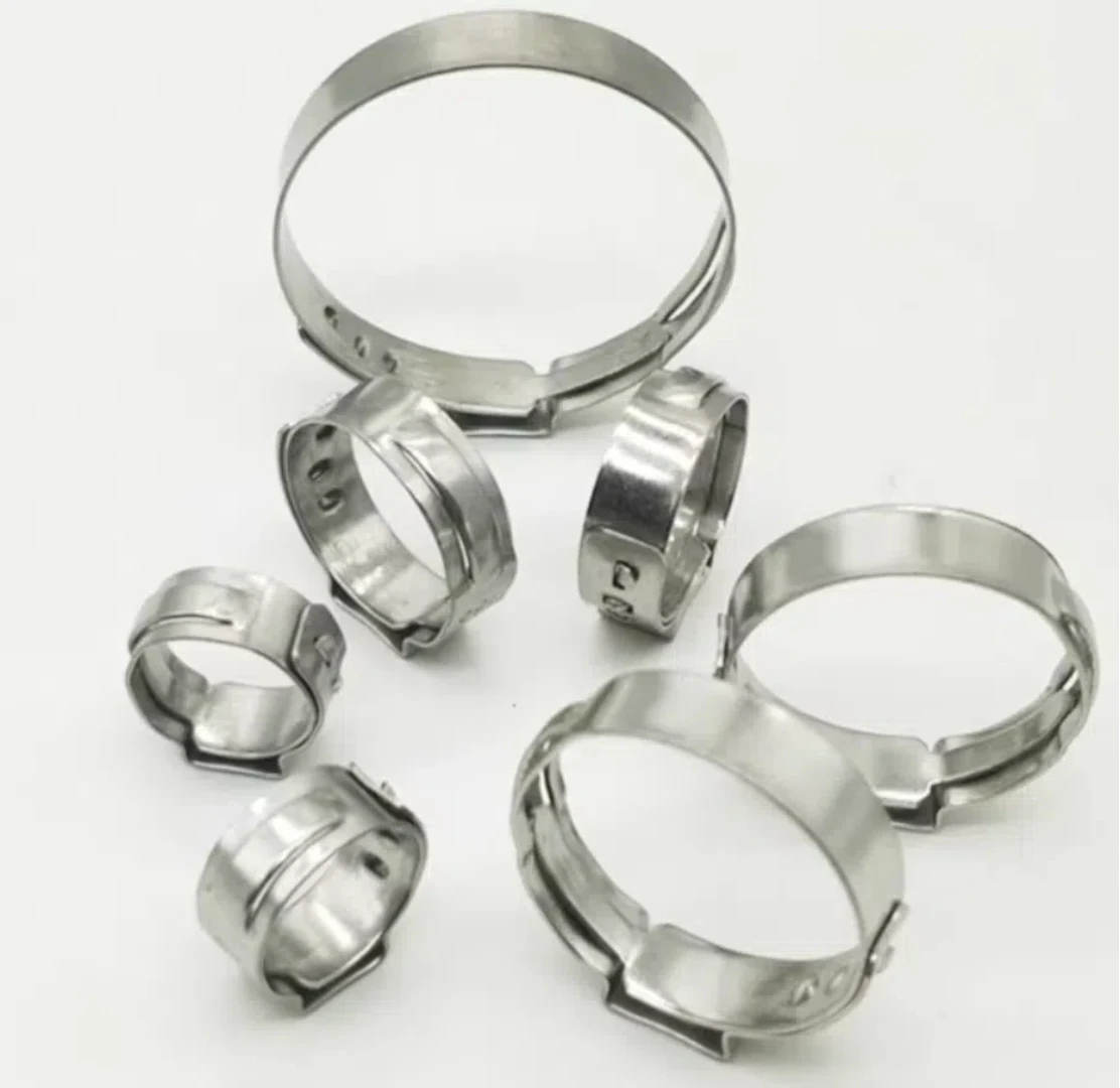 PACK OF 100, 304 Stainless Steel Single Ear Crimp Hose Clamps Stepless G Clamps OETIKER O-Clips