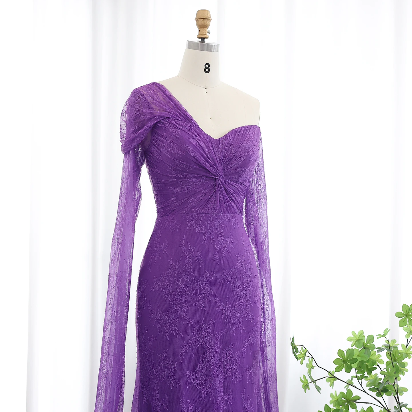 Sharon Said Spitzen-Meerjungfrauenkleid in Lila mit Kurzen Ärmeln, Arabisches Damen-Hochzeitskleid SF055, Maßanfertigung – Detail 11