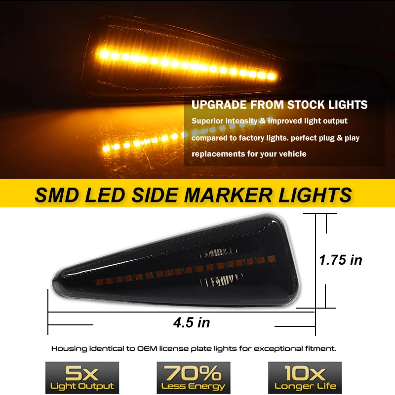 iJDM Amber Sequential Blink LED Fender Side Marker Turn Signal Lights For Dacia Logan Sandero I For Renault Stepway Thalia 08-11 - view 3