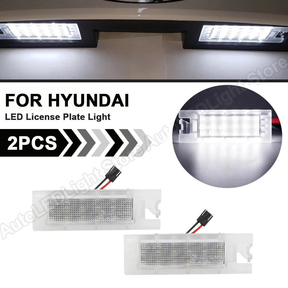 2PCS LED License Plate Light For Hyundai IX35 2010-2013 Tucson 2010-2014 6000K Xenon White No Error Backlight Number Plate Lamps