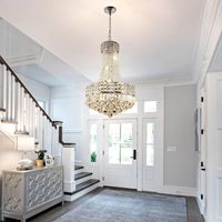 Modern Crystal Chandeliers for Dining Room Lights Fixtures Silver Chandeliers for Bedroom Round Crystal Hanging Ceiling Lighting