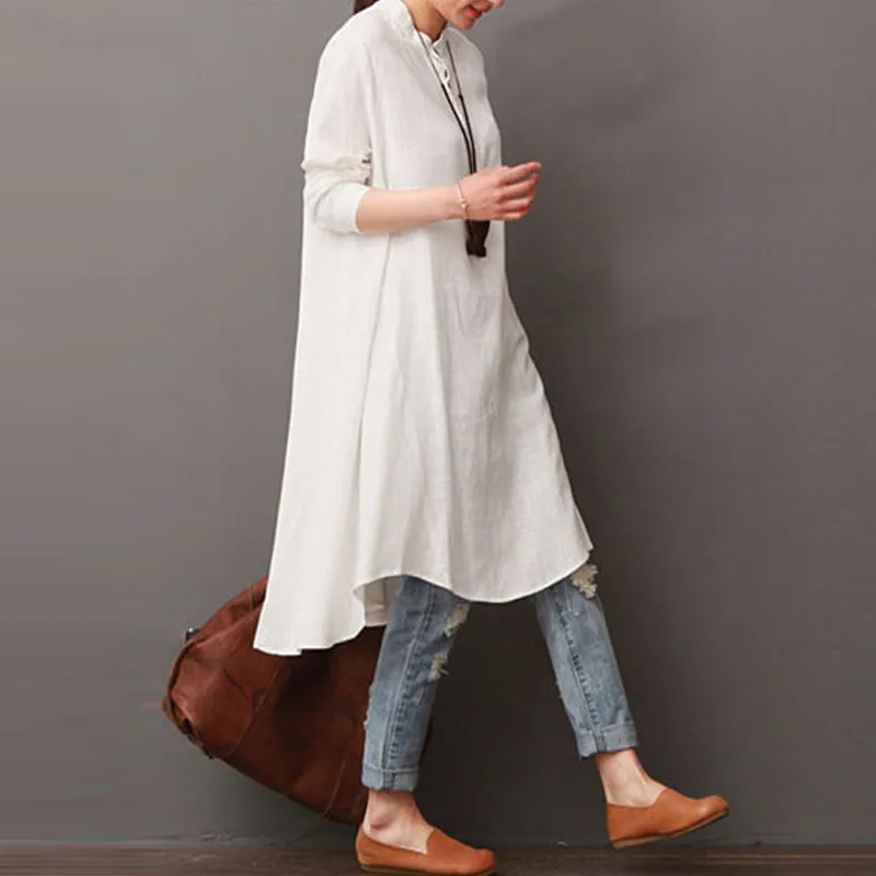 Maternity Clothes Long Blouse Shirt Dress Cotton Linen Spring Autumn Casual Female Women Long Sleeve Top Dress Vestido Plus Size