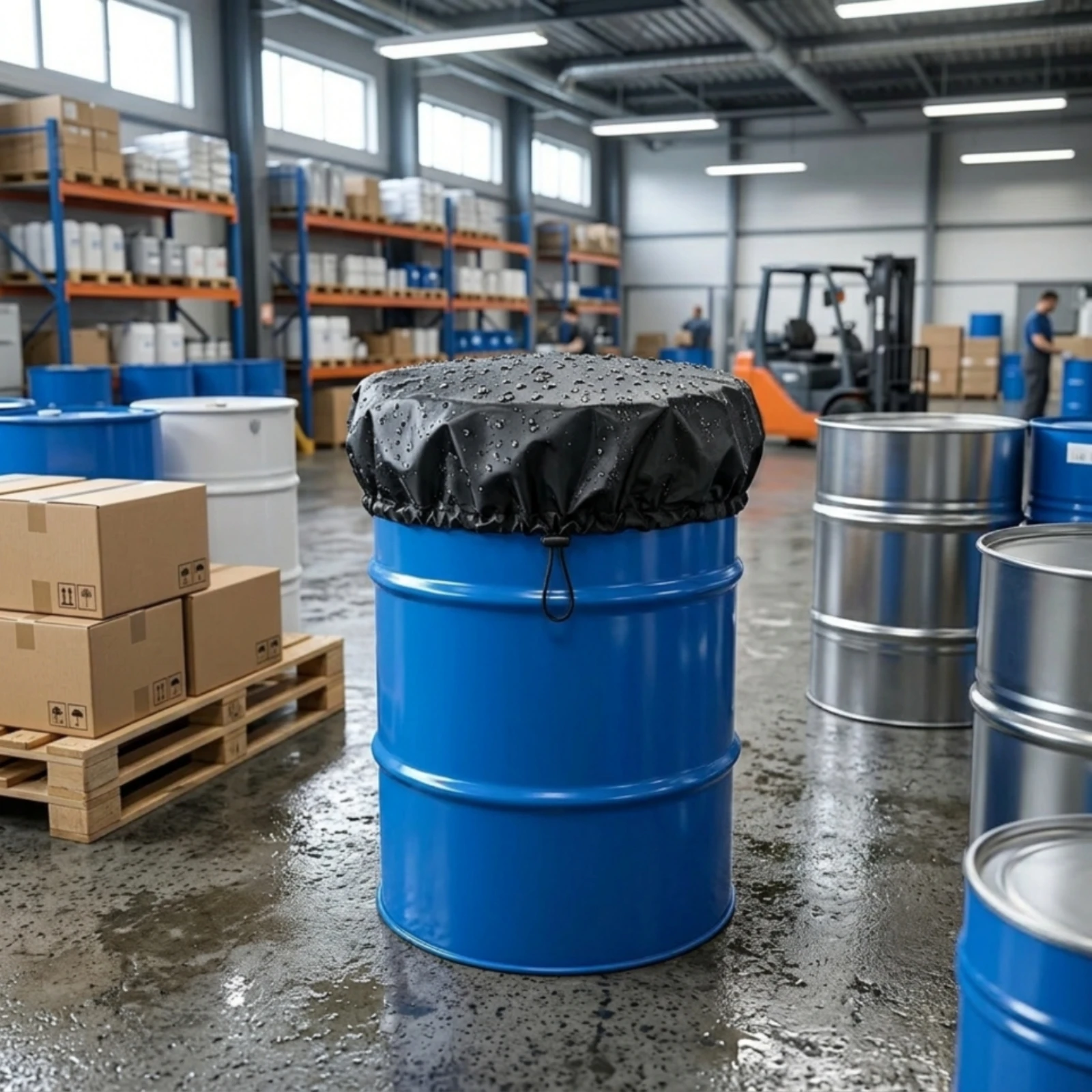55 Liter Drum Cover Dustproof Drum Cover with Drawstring Elasticized for Warehouse, Workshop, Outdoor Storage