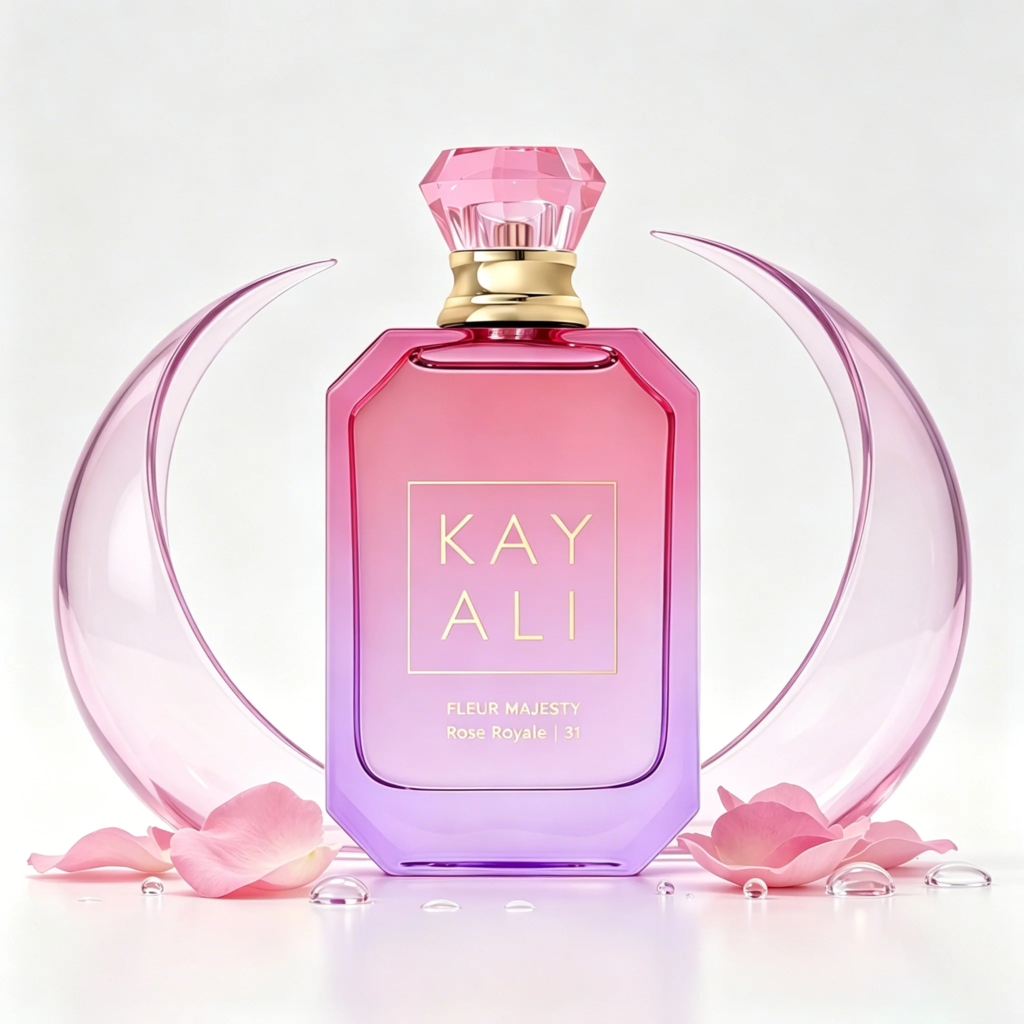 Parfum féminin moderne, conçu autour de la rose royale juteuse, avec des notes florales douces et une base légère et poudrée, eau de parfum longue tenue avec une finition florale soyeuse pour un look élégant au quotidien.