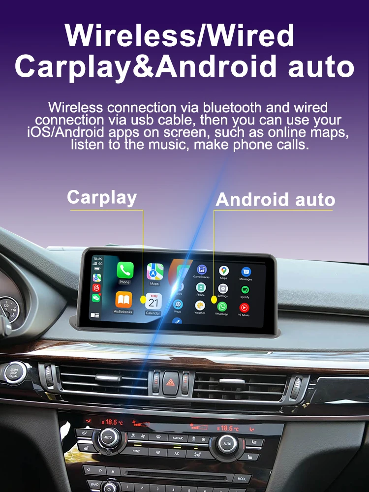 AUTOTOP 10,25 Zoll Linux Carplay Multimedia-Touchscreen Wireless/Android Auto/Youtube für BMW X5 F15 X6 F16 2014-2017 NBT-System – Detail 6