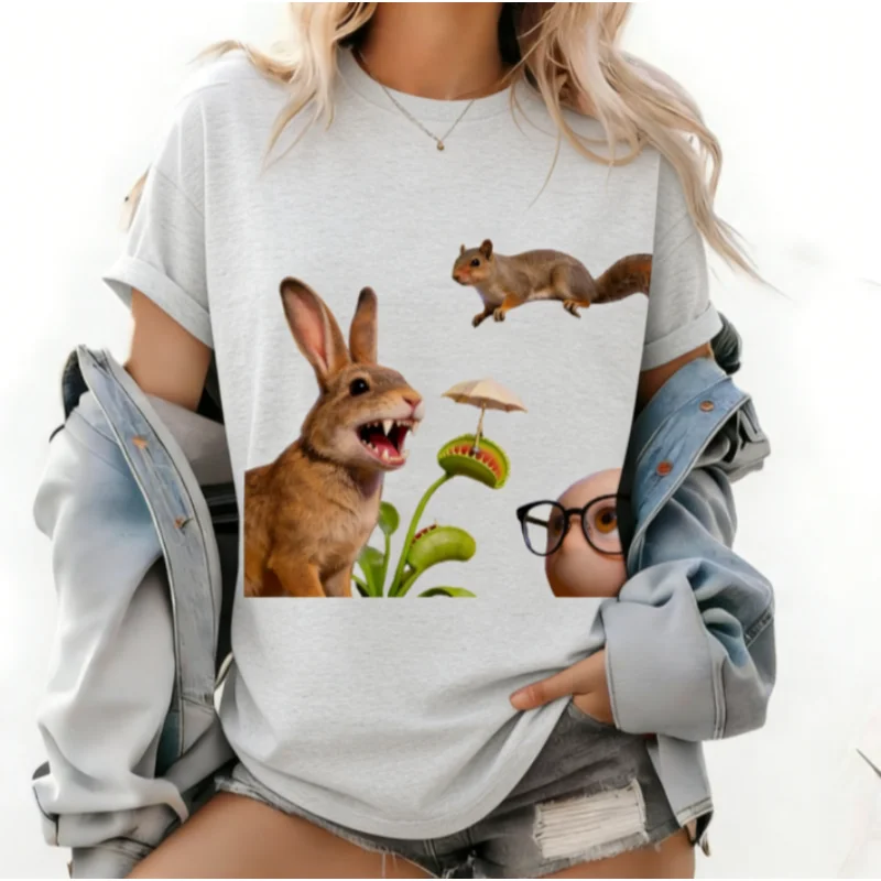 ملتوي الحياة البرية الكولاج طباعة المحملة استرخاء صورة ظلية ملابس كاجوال أنيقة مريح تنفس النسيج العصرية ارتداء اليومي الحديث #1