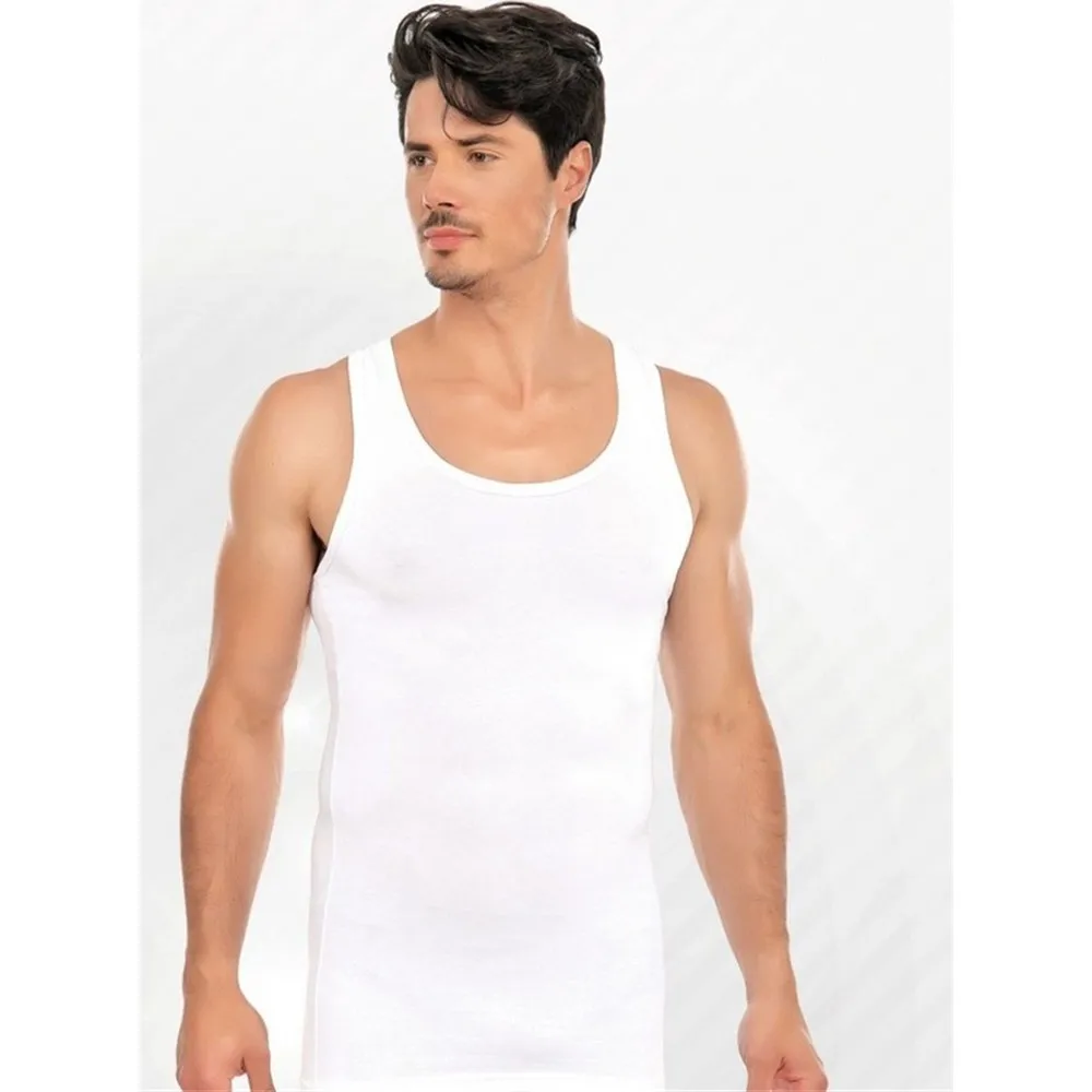 6 PCs Classic Mens Underwear Men's Undershirt Tank Top Cotton Combed White Casual Terletmez Doesn't Sweat Perfect for Summer