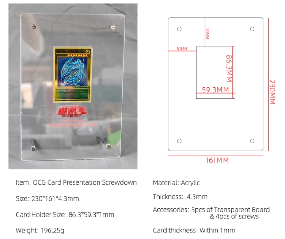 Screwdown Card Holder Case Display UV Protection Acrylic Clear Transparent Trading Game Cards Protector