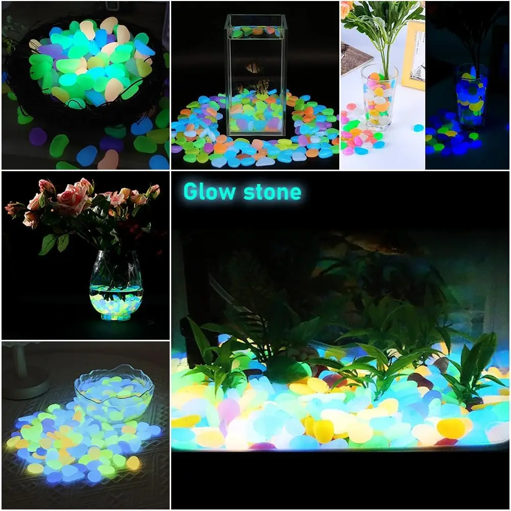500 PCS Multi-Color Glow Pebbles,Glow Stones,Glowing Rocks Colorful Decor for Fish Tank Pathway Garden Aquarium Walkway Driveway,Shining Pebbles Driven by Light or Sunlight