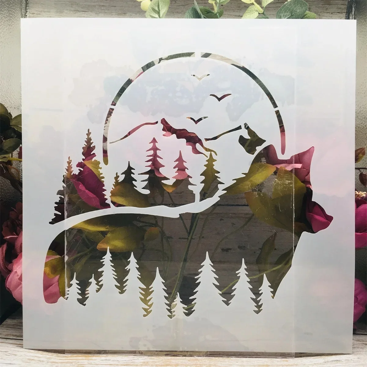 30*30cm duży wilk las księżyc DIY Layering szablony malowanie ścian kolorowanka szablony do albumu szablon do dekoracji — zdjęcie 2