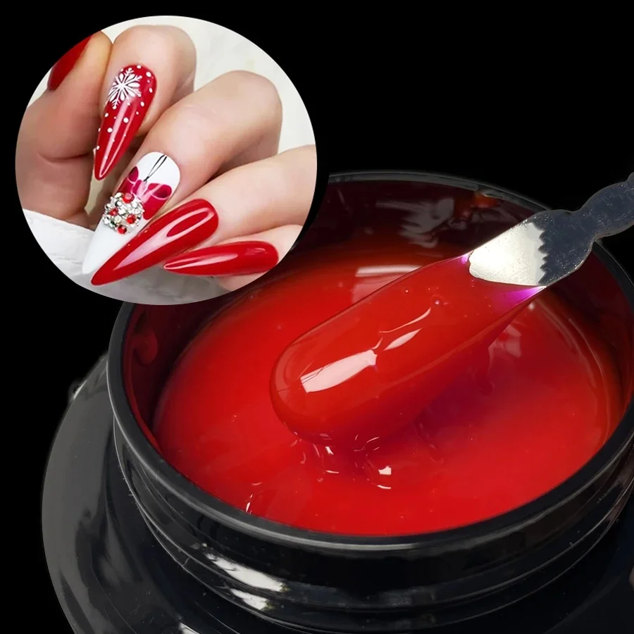 Jillnails 50G Builder Nagelgel Weihnachten Rot Burgund Selbstnivellierendes Medium UV Led Gel 50 ml