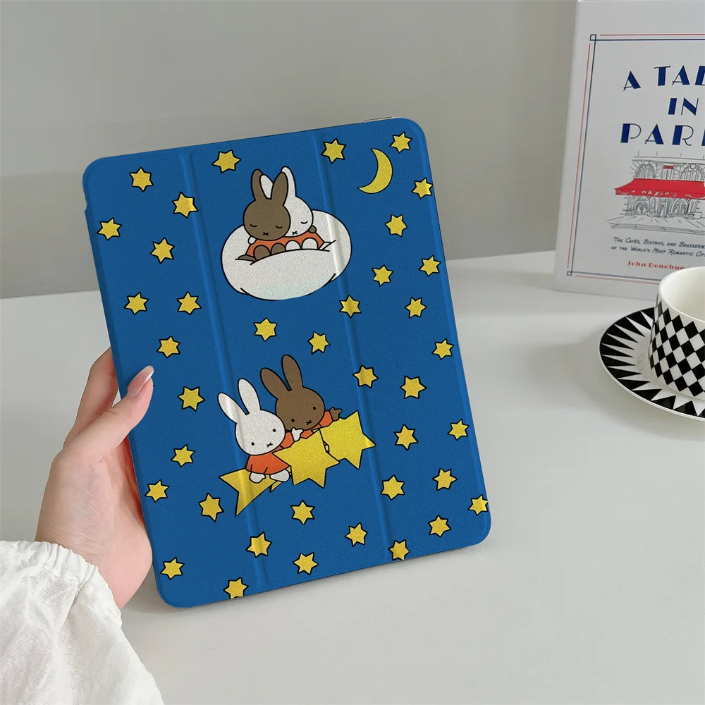 

Чехол INS Cute Star Moon Miffy Rabbit из полиуретана подходит для iPad A16 2024 11 дюймов, 2025 Air 5/4, iPad 10 10,9 дюймов, iPad 9,7 дюймов.