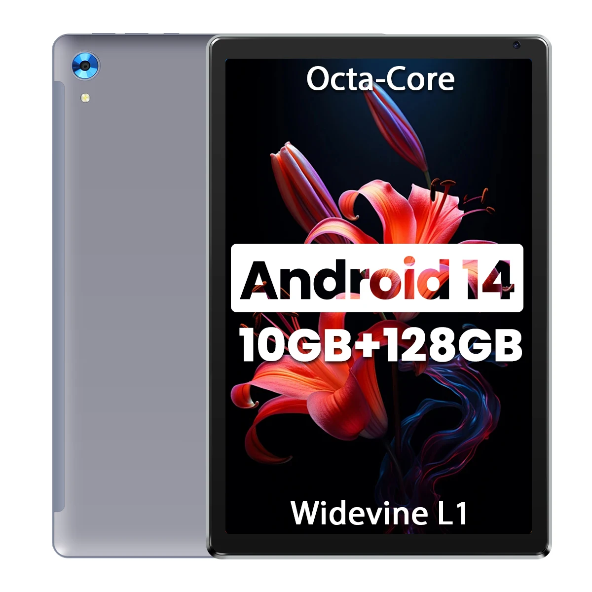 C107 Android 14 Tablet 10.1 Inch 10GB RAM 128GB ROM 1TB Expand Octa-Core Processor HD IPS Screen 8.0 MP Rear Camera WiFi6 PC Pad