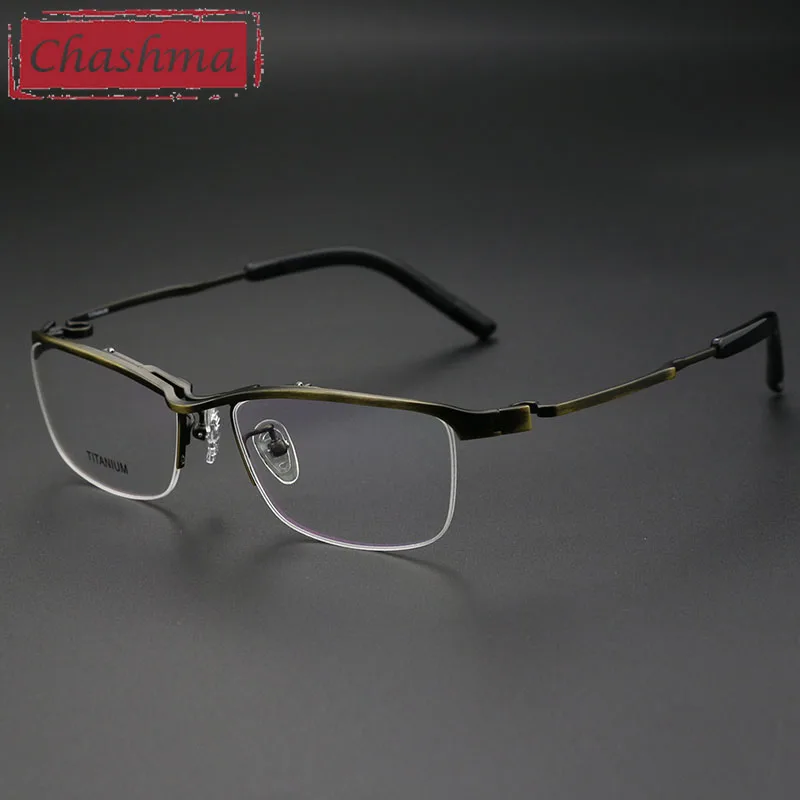 

Chashma Optical Eyeglasses Men Pure Titanium Prescription Glasses Frame Top Quality Flexible Semi Rim Eyewear Women Spectacles