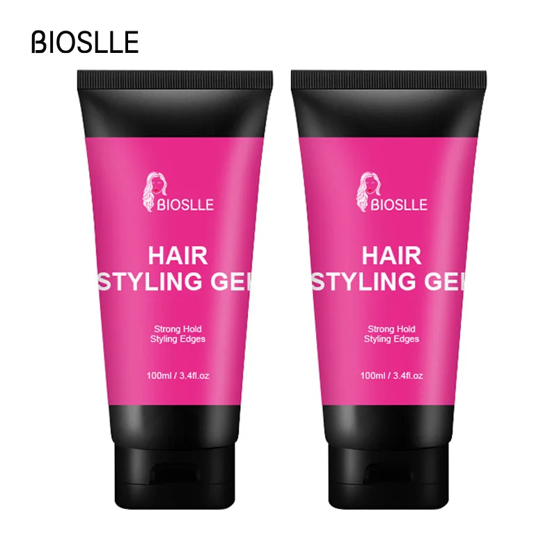 

2PCS BIOSLLE 100ML Strong Hold Kinky Coily Hair Styling Gel For Edges Baby 4C Hair