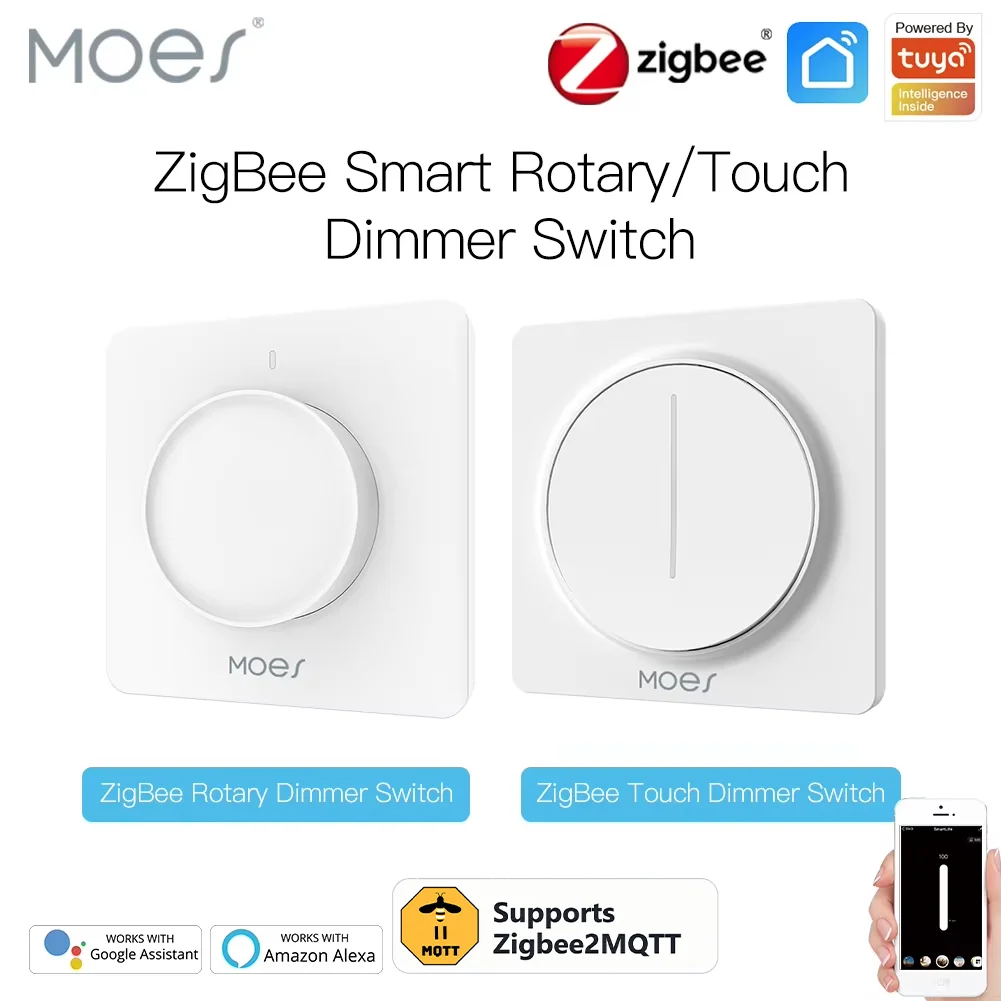 Zigbee2MQTT Smart Rotary/Touch Light Dimmer Switch Smart Life/Tuya APP Remote Control Works with Alexa Google Voice Assistant EU
