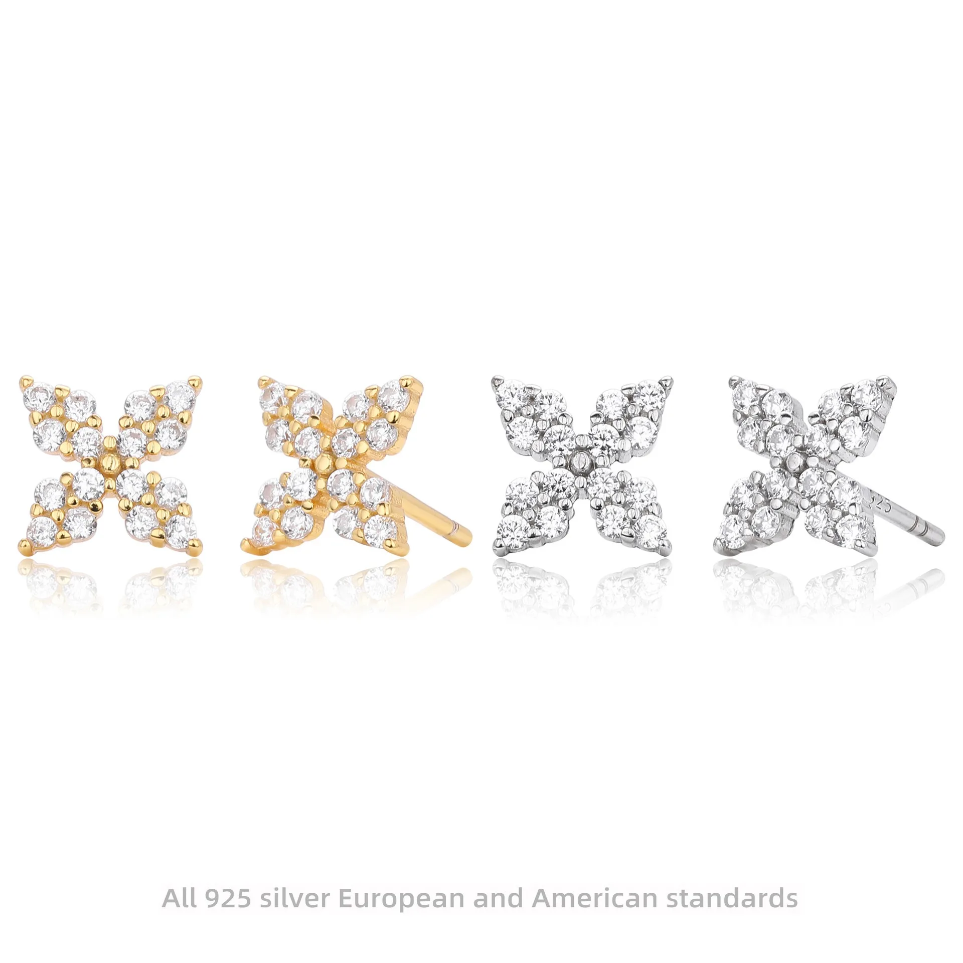 

S925 Sterling Silver Leaf Earrings Zircon Minimalist Studs for Women Elegant Dainty Everyday Jewelry Gift Hypoallergenic