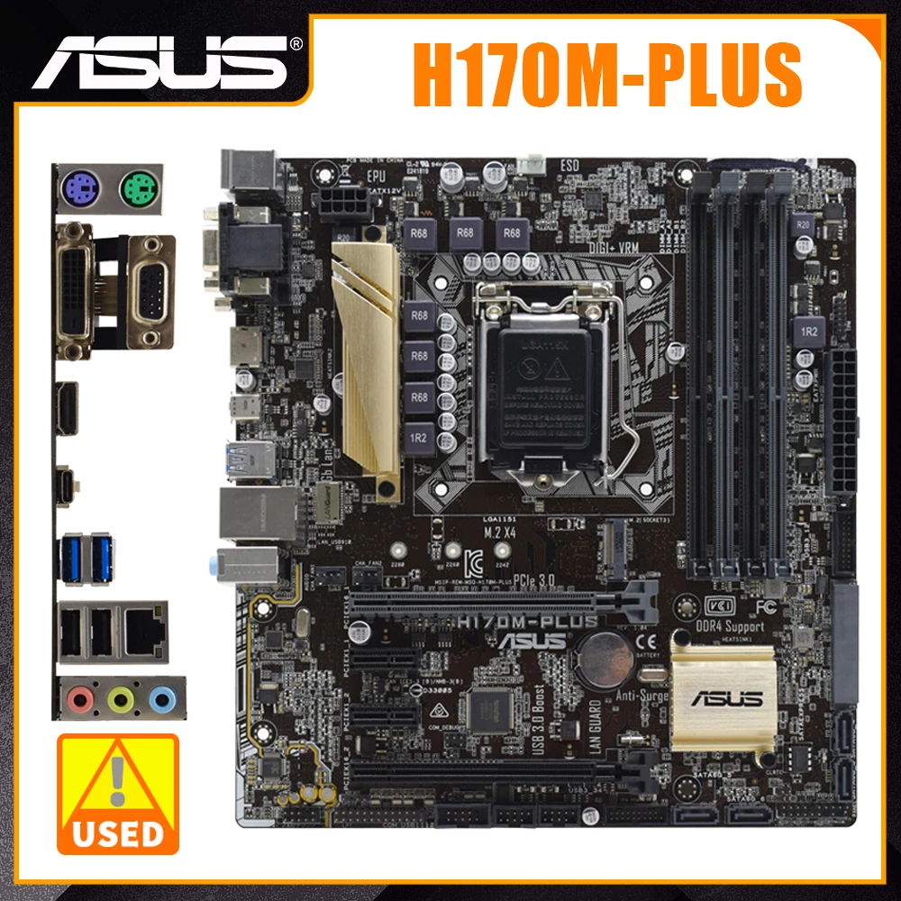 

ASUS H170M-PLUS Motherboard 1151 Motherboard DDR4 Support Core i7 7700K Cpus Intel H170 Chipset M.2 SATA3 PCI-E 3.0 64GB USB3.0