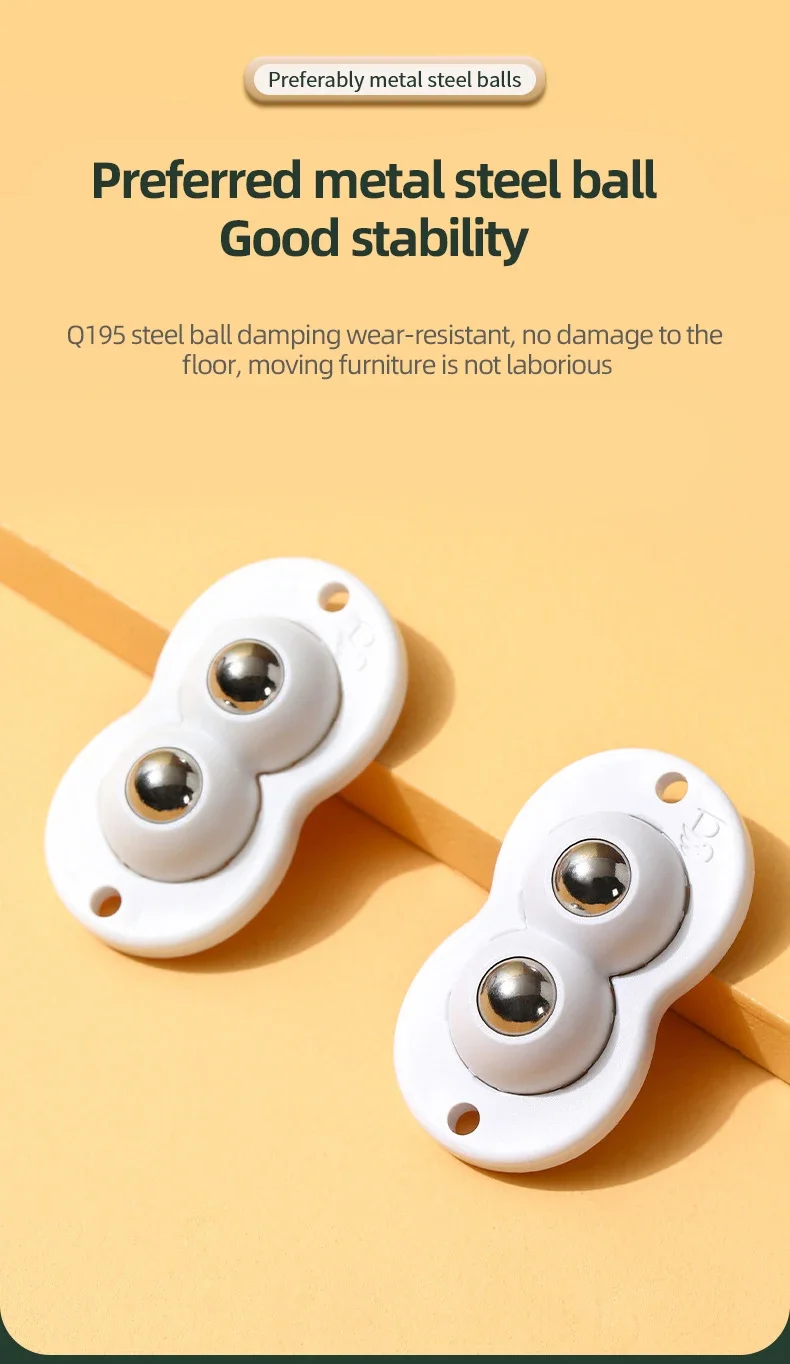 4PCS Adhesive Non Perforated Universal Wheel Furniture Base Roller Ball Type Casters Handcart Silent Wheel