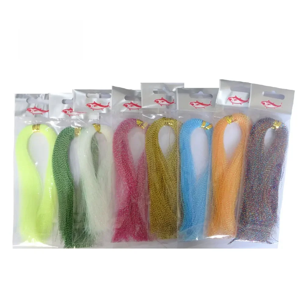 4 paczki materiał do wędkarstwa muchowego skręcony Flashabou holograficzny świecidełko wędkarstwo muchowe wiązanie kryształ dla Jig Hook materiał do robienia przynęt — zdjęcie 2