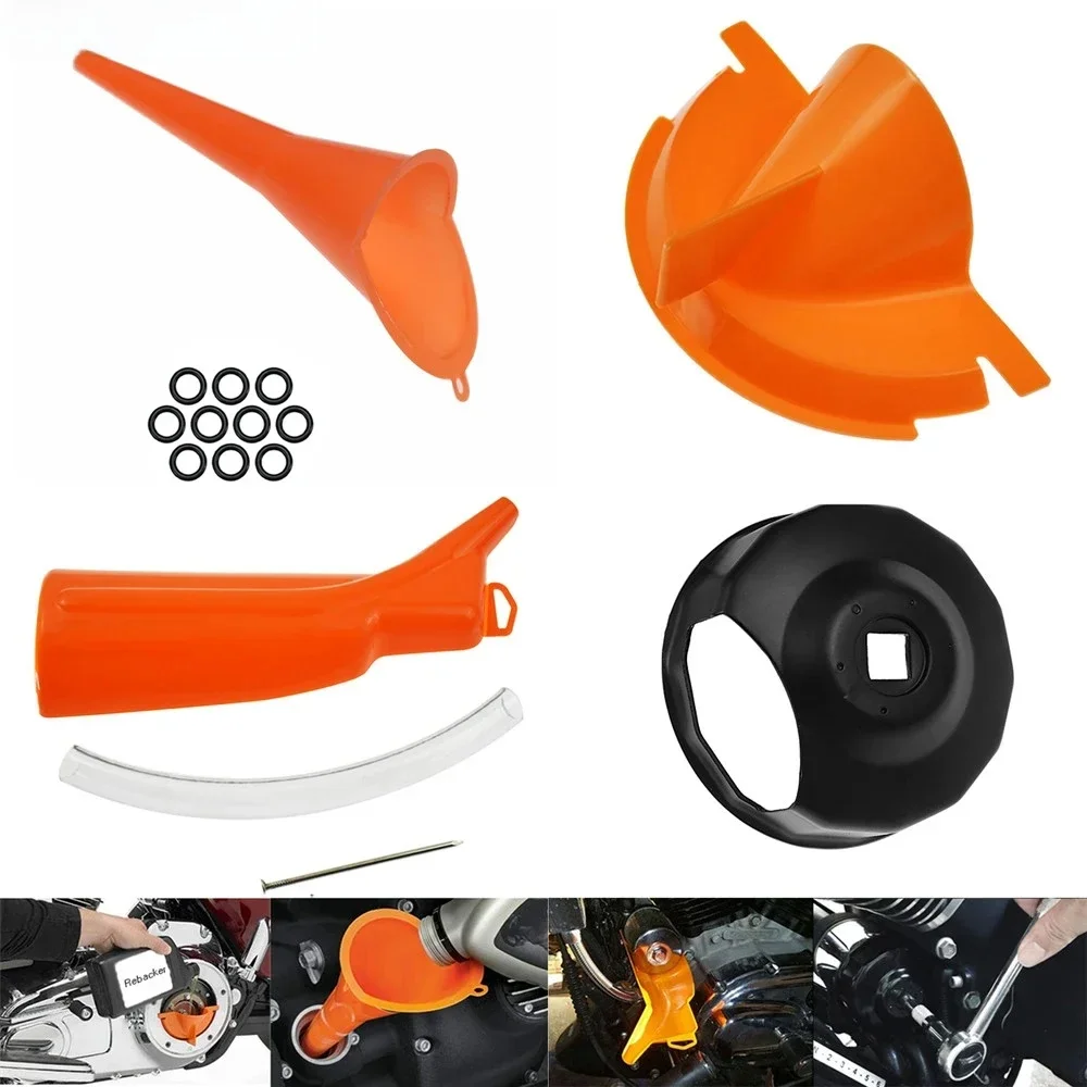 Entonnoir de remplissage de carter de moto, anneau torique à double came, étui primaire, remplissage d'huile, Harley Touring Sportster XL Poly Softail, 9 po