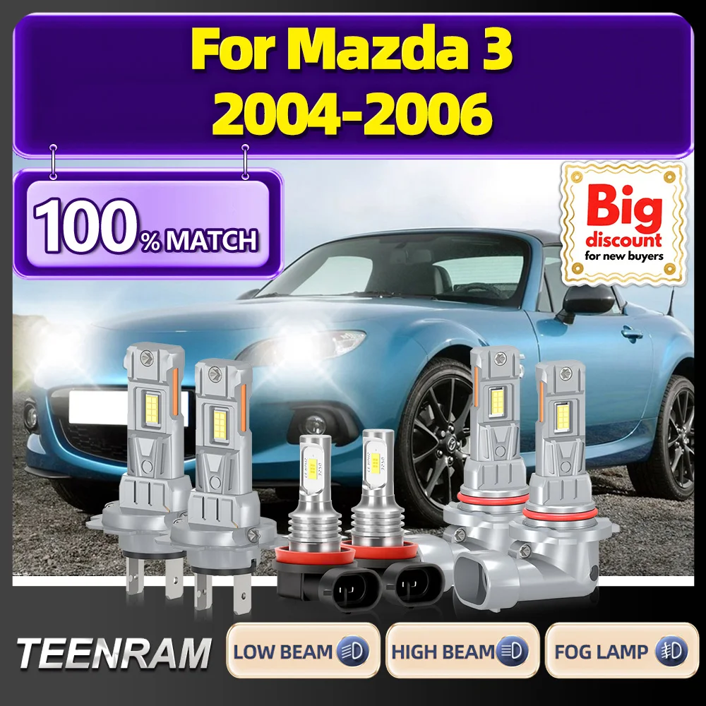 

TEENRAM For Mazda 3 2004 2005 2006 High Quality Turbo Car LED Headlight Ampoule Headlamp Bulb Canbus No Error Easy To Install
