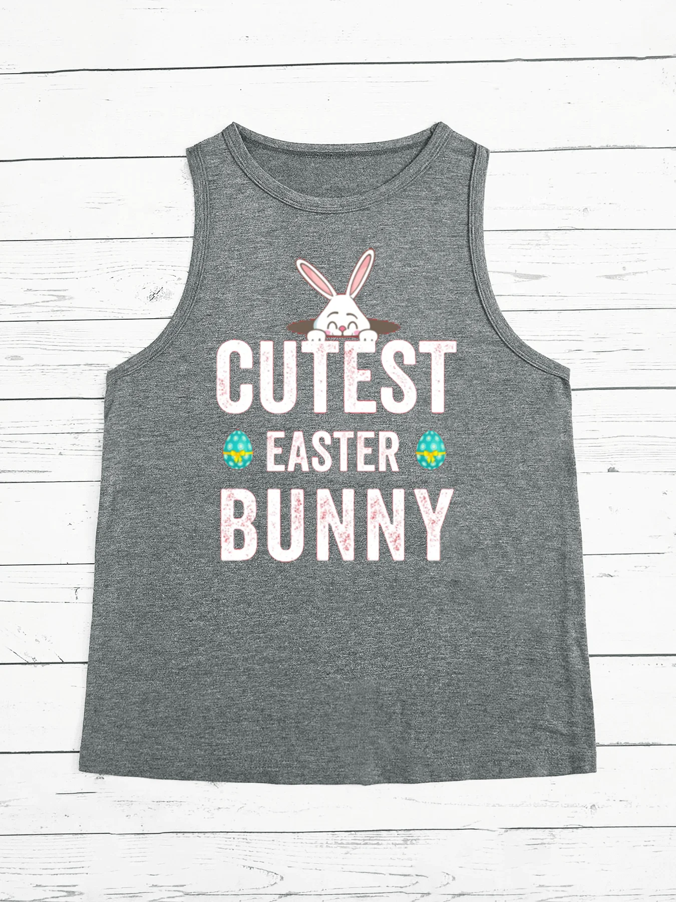 Cutest Easter Bunny Letters Print Women Tank Tops Loose O-neck Sleeveless Casual Vest Women's Tops Clothing