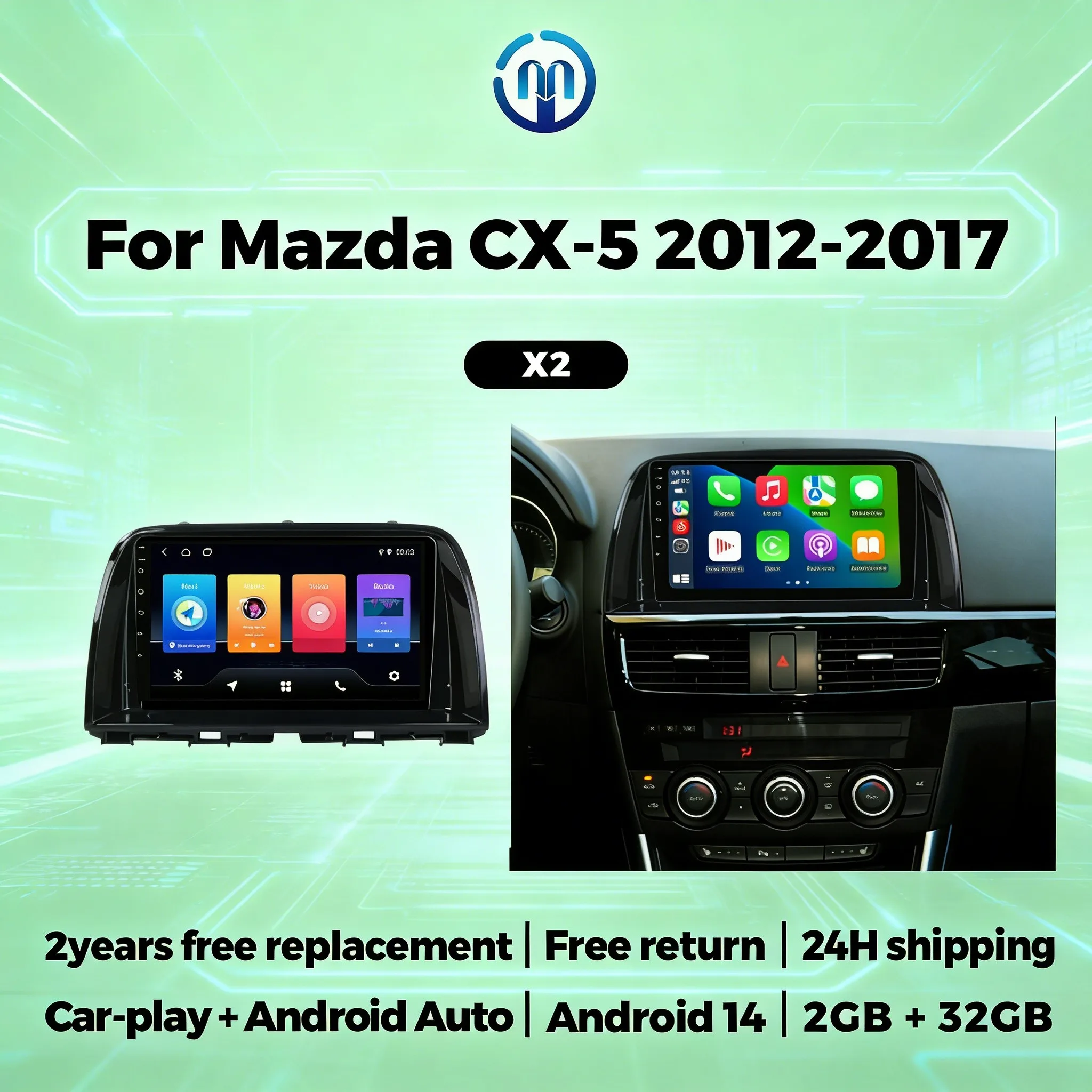 

Android 14 9 Inch Wireless Carplay Android Auto For Mazda CX-5 2012-2017 Car Radio Stereo Multimedia Player GPS Navigation WIFI