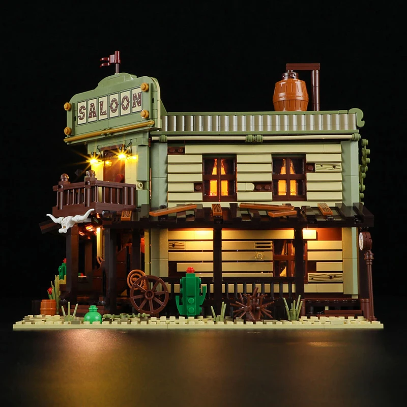 

Western Salon House Buildings Sets,City Apartment Store Lighting figures Stop 2026 PCS Model Modular Buildings Blocks