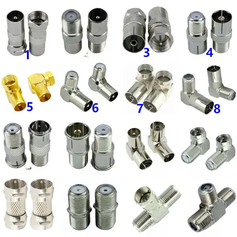 Connecteur d'antenne aérienne TV Type F vers TV IEC 90 degrés, adaptateur à Angle droit, prise vers prise, câble coaxial, combinaison F-TV, 2 pièces