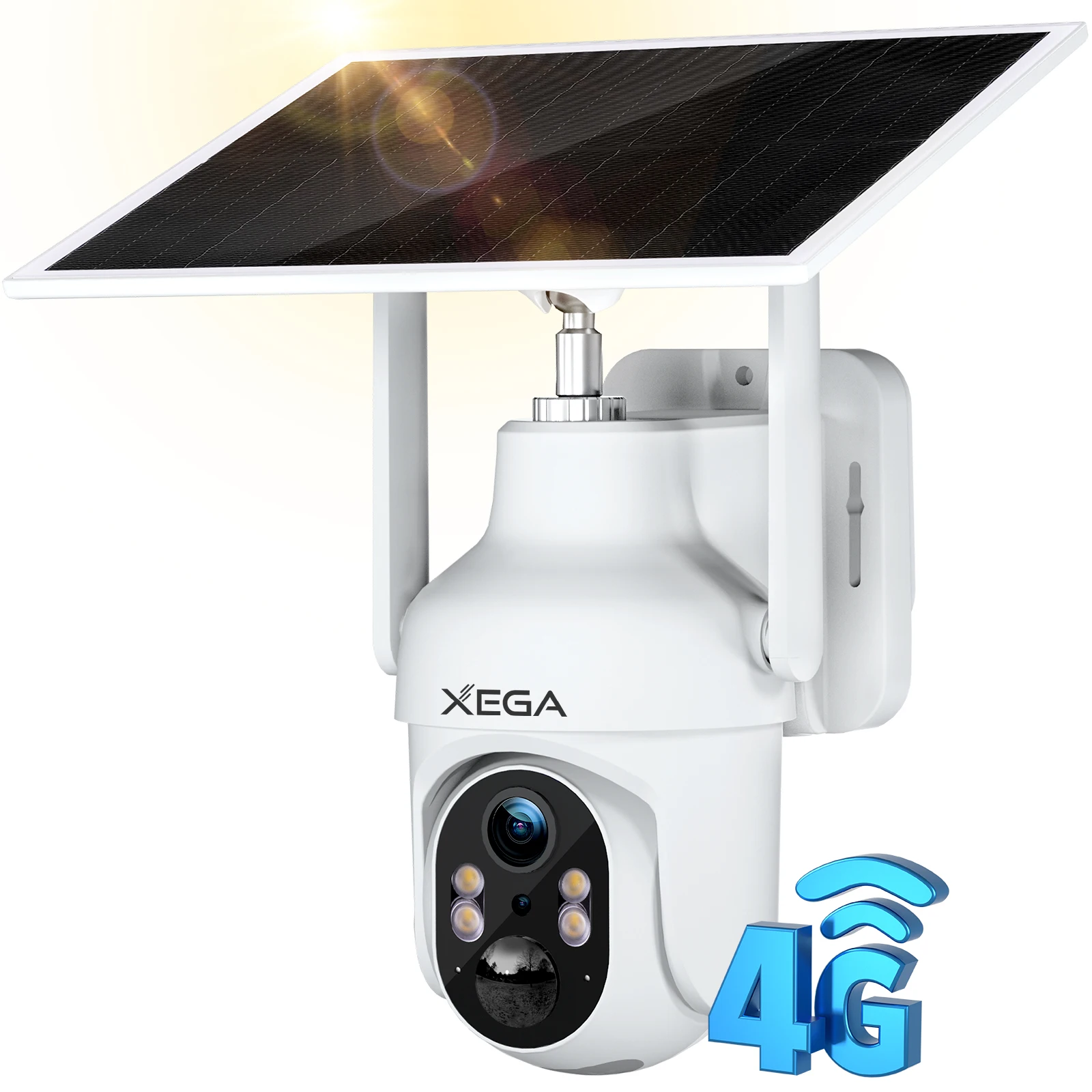 

IP-камера Xega уличная Беспроводная с солнечной панелью, 10400 мАч, 4G LTE, 6 Вт, PTZ 360