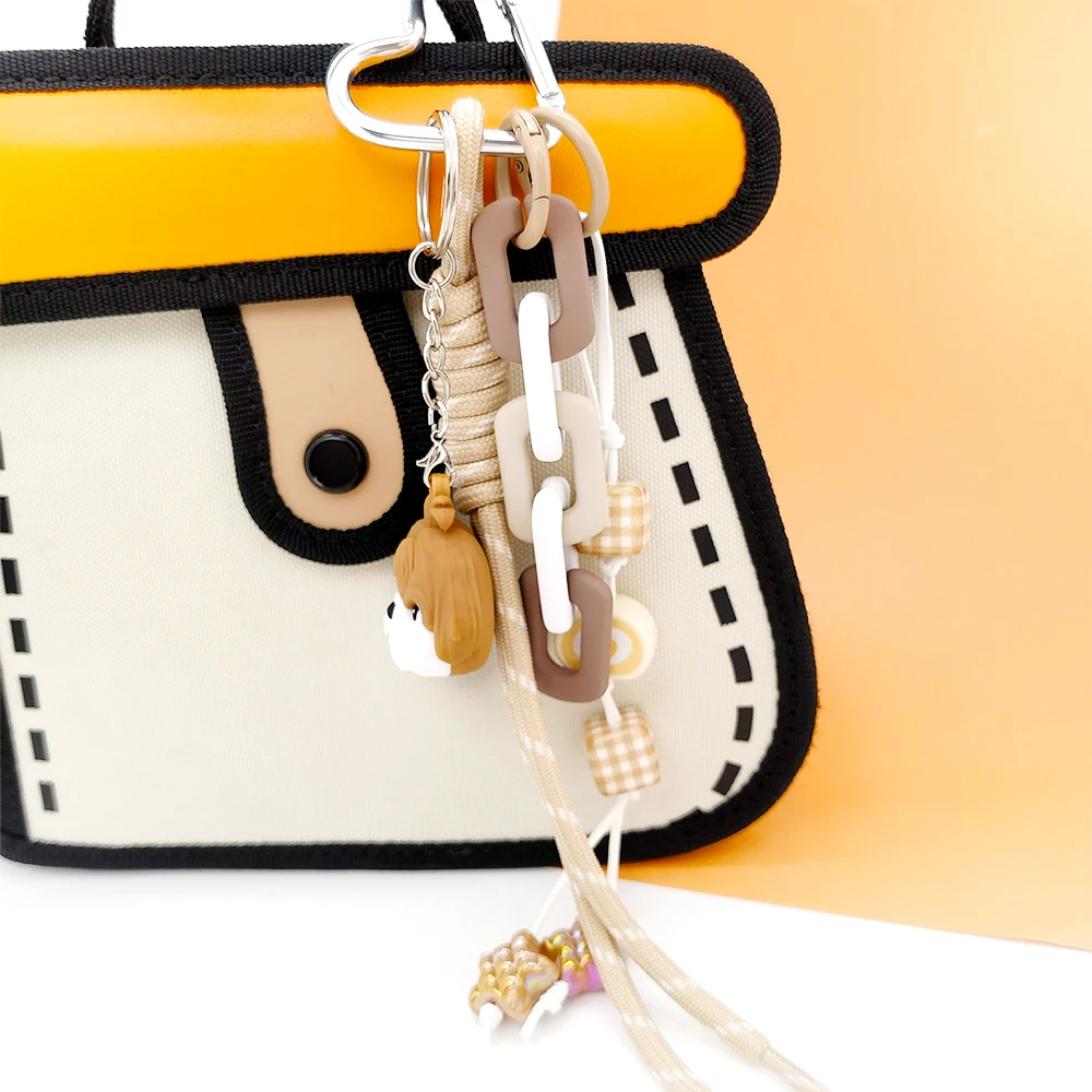 DIY Cute Bag Charm Keychains Keyring Mobile Phone Hanging Chain Bead Strap Bracelet Gift Accessories Kit