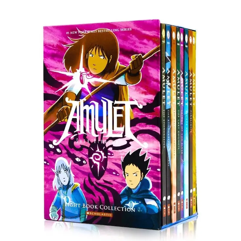 

Amulet series Kibeishi 1-8 volume set, original English comic novel, full color picture book, children's comic book