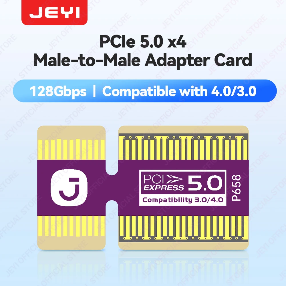 JEYI 128Gbps PCle 5.0 x4 Male to Male Adapter Card Compatible with 4.0/3.0 PCIe x4 Expansion Card PCIe Expansion signals