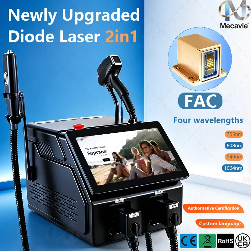 Newest 2 In 1 Multifunction Laser Machine Diode Laser Hair Removal Pico Nd Yag Tattoo Removal Carbon Peeling Beauty Equipment