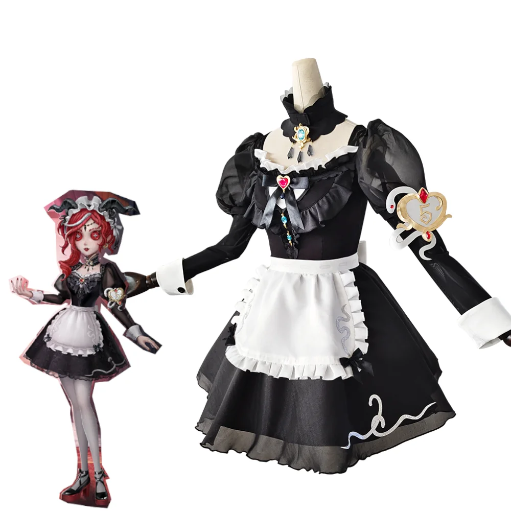 Fiona Gilman Cosplay Costume Identity V Priestess Black Maid Dresses Crimson Skin Costume For Halloween Party Outfit