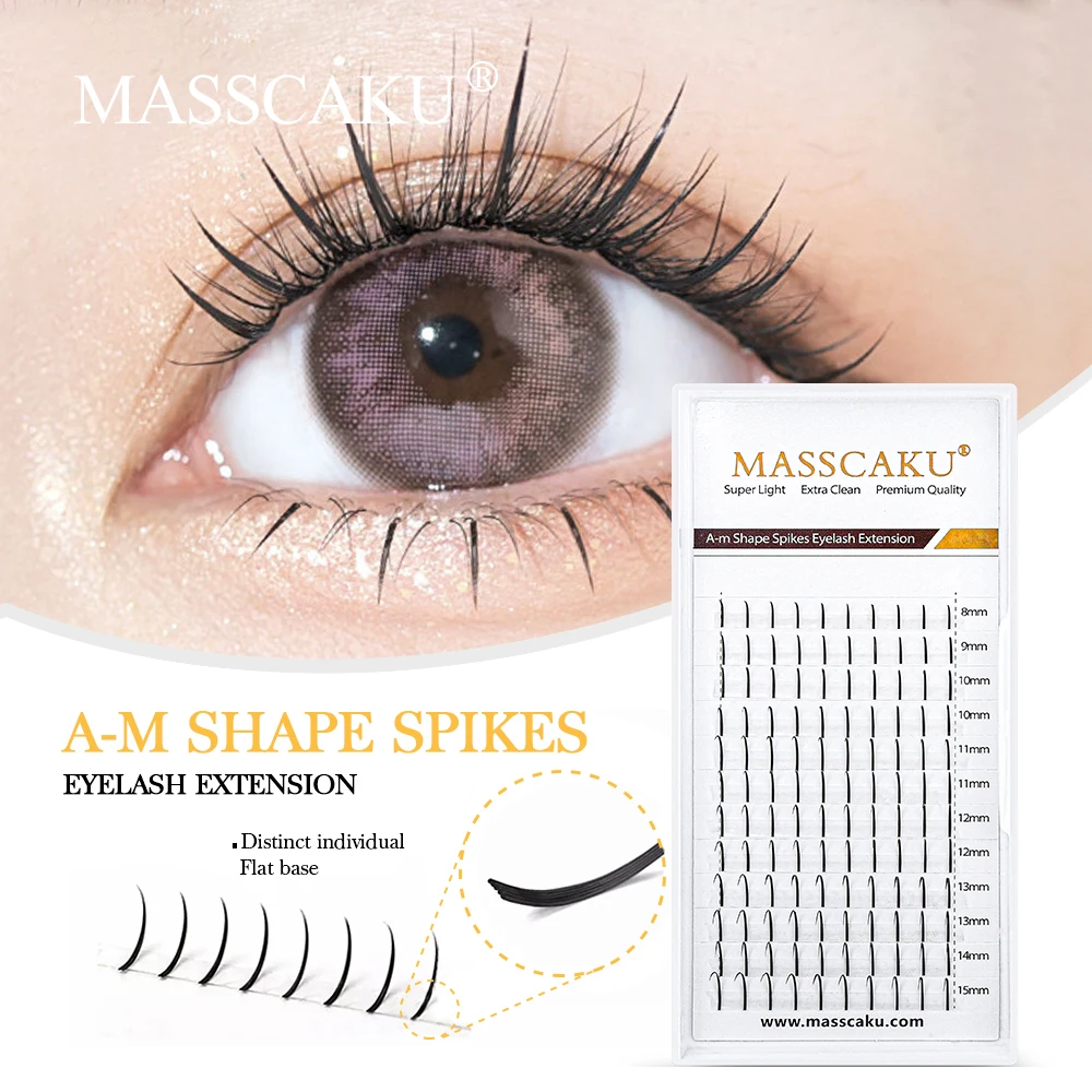 

Most Popular Masscaku A/M Shape Individual Cluster Lashes Spikes Wispy Natural Soft Eyelash Fluffy False Eyelash Extension