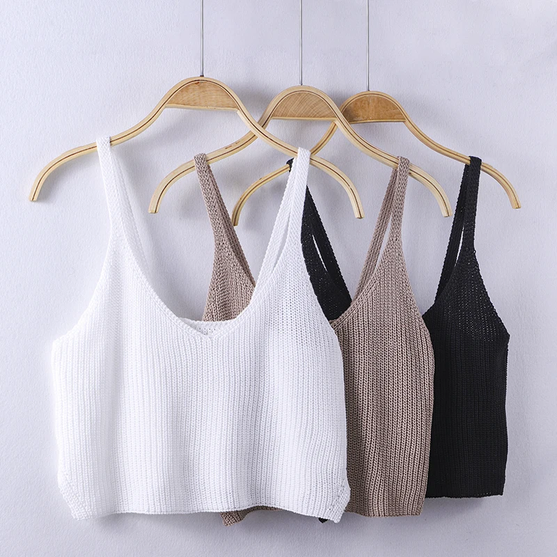 

Fashionable and elegant solid color camisole for autumn knitted top for women's clothing